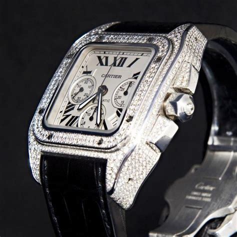 cartier santos 100 diamond bezel replica|cartier santos 100 xl chronograph.